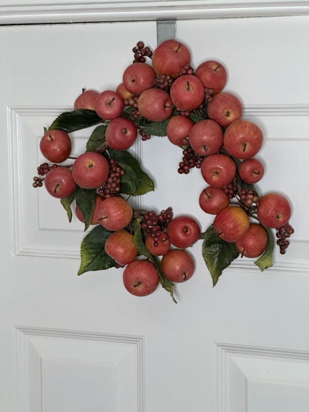 Apple & Berry Decorative Wreath - Faux Fruit & Greenery - Rustic Vintage Charm